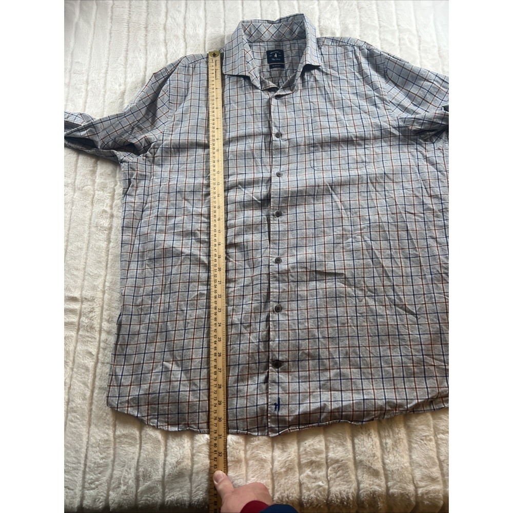 Johnnie-O Top Shelf Button Up Shirt Gray Men's XL Window Pane - Picture 7 of 9